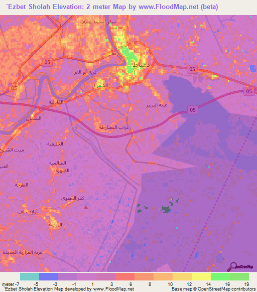 `Ezbet Sholah,Egypt Elevation Map