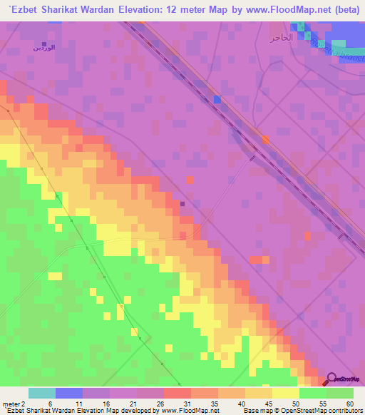 `Ezbet Sharikat Wardan,Egypt Elevation Map