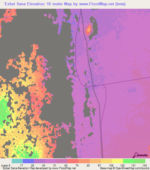 `Ezbet Sana,Egypt Elevation Map