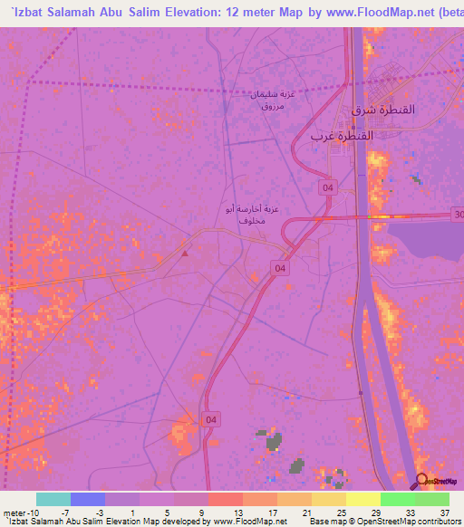 `Izbat Salamah Abu Salim,Egypt Elevation Map