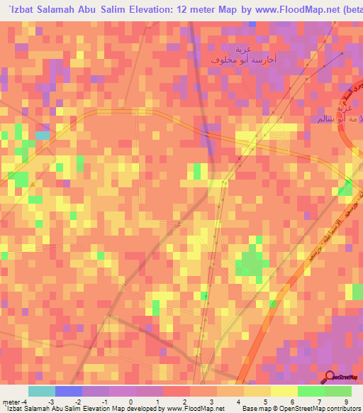 `Izbat Salamah Abu Salim,Egypt Elevation Map