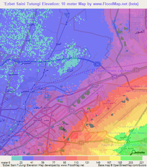 `Ezbet Saini Tutungi,Egypt Elevation Map
