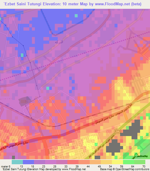 `Ezbet Saini Tutungi,Egypt Elevation Map