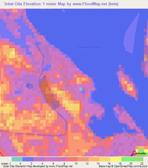 `Izbat Oda,Egypt Elevation Map