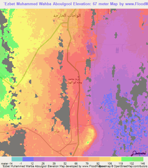 `Ezbet Muhammed Wahba Aboulgool,Egypt Elevation Map