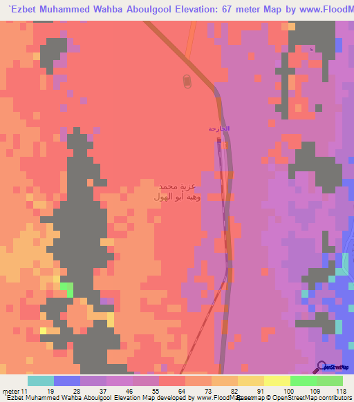 `Ezbet Muhammed Wahba Aboulgool,Egypt Elevation Map