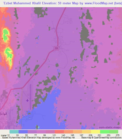 `Ezbet Muhammed Khalil,Egypt Elevation Map