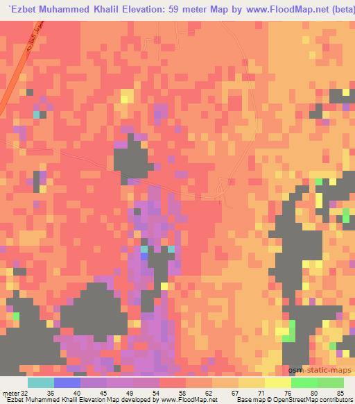 `Ezbet Muhammed Khalil,Egypt Elevation Map