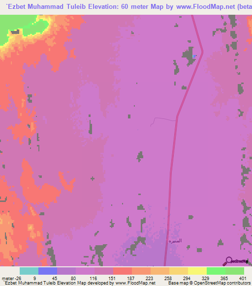 `Ezbet Muhammad Tuleib,Egypt Elevation Map