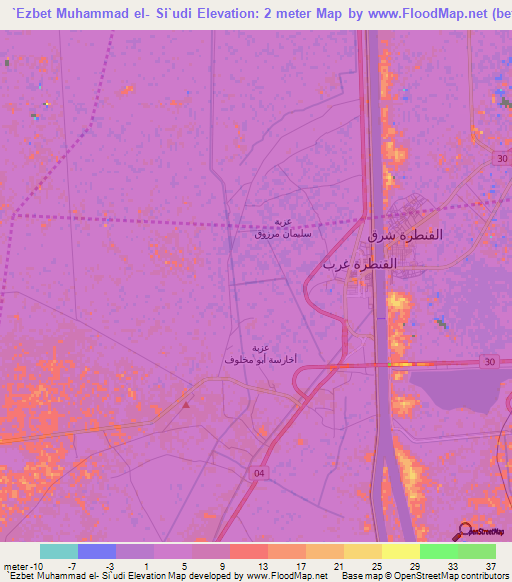 `Ezbet Muhammad el- Si`udi,Egypt Elevation Map