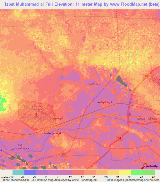 `Izbat Muhammad al Fuli,Egypt Elevation Map