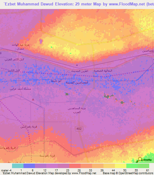 `Ezbet Muhammad Dawud,Egypt Elevation Map