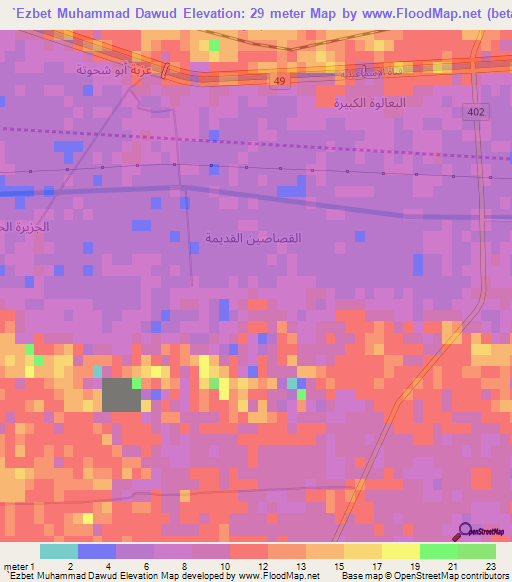 `Ezbet Muhammad Dawud,Egypt Elevation Map