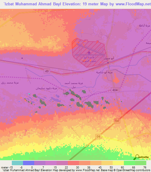 `Izbat Muhammad Ahmad Bayl,Egypt Elevation Map