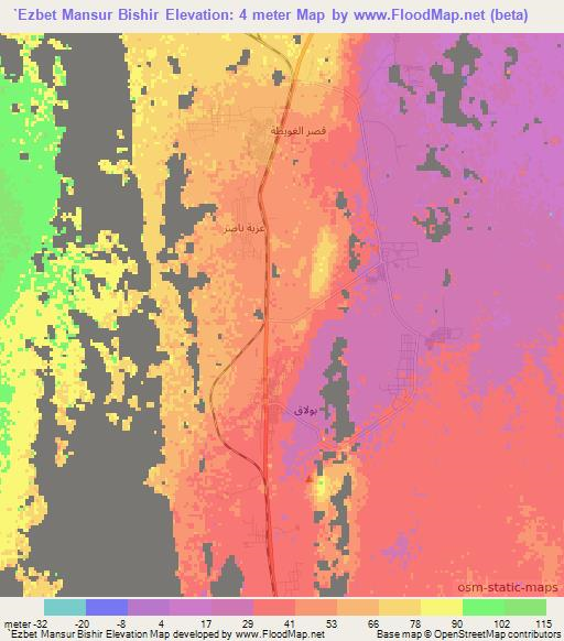 `Ezbet Mansur Bishir,Egypt Elevation Map