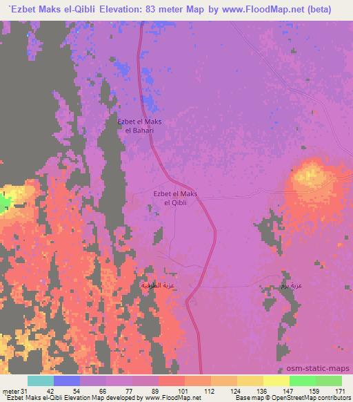 `Ezbet Maks el-Qibli,Egypt Elevation Map