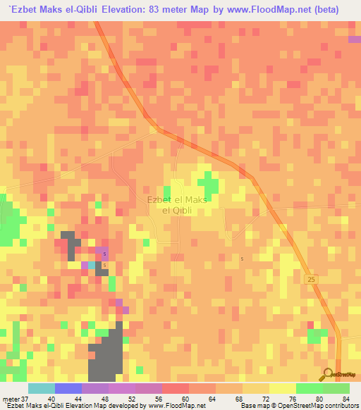 `Ezbet Maks el-Qibli,Egypt Elevation Map