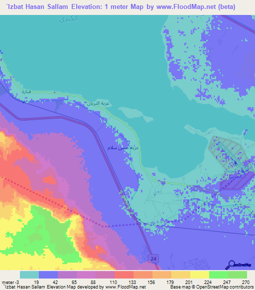 `Izbat Hasan Sallam,Egypt Elevation Map