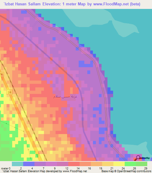 `Izbat Hasan Sallam,Egypt Elevation Map