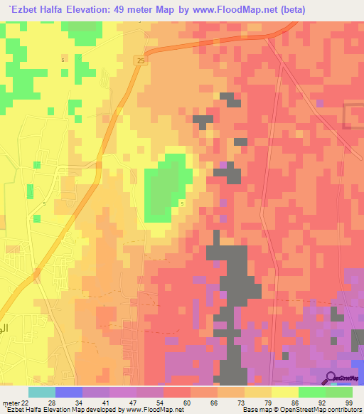 `Ezbet Halfa,Egypt Elevation Map