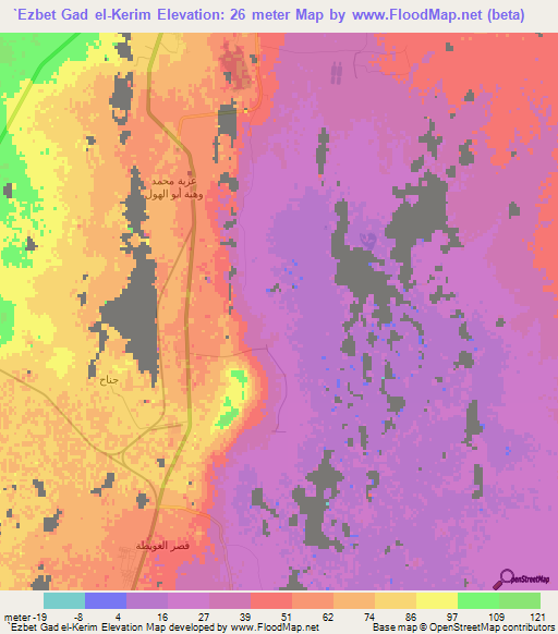 `Ezbet Gad el-Kerim,Egypt Elevation Map