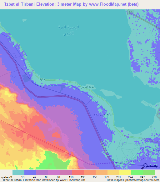 `Izbat al Tirbani,Egypt Elevation Map