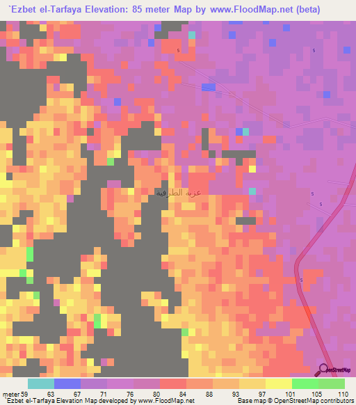 `Ezbet el-Tarfaya,Egypt Elevation Map