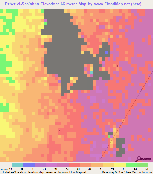 `Ezbet el-Sha`abna,Egypt Elevation Map