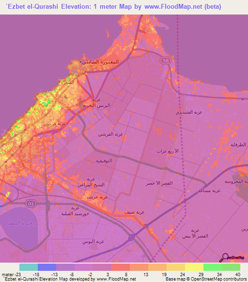 `Ezbet el-Qurashi,Egypt Elevation Map