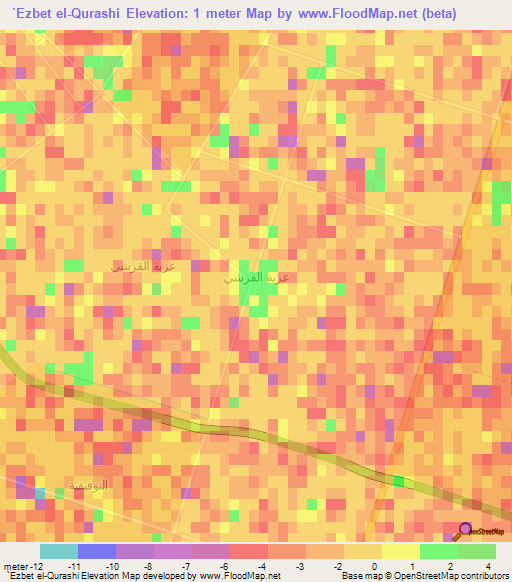 `Ezbet el-Qurashi,Egypt Elevation Map