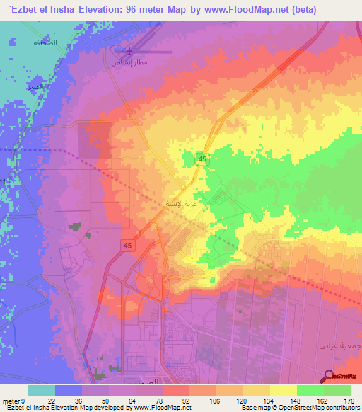 `Ezbet el-Insha,Egypt Elevation Map