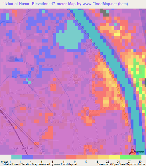 `Izbat al Husari,Egypt Elevation Map