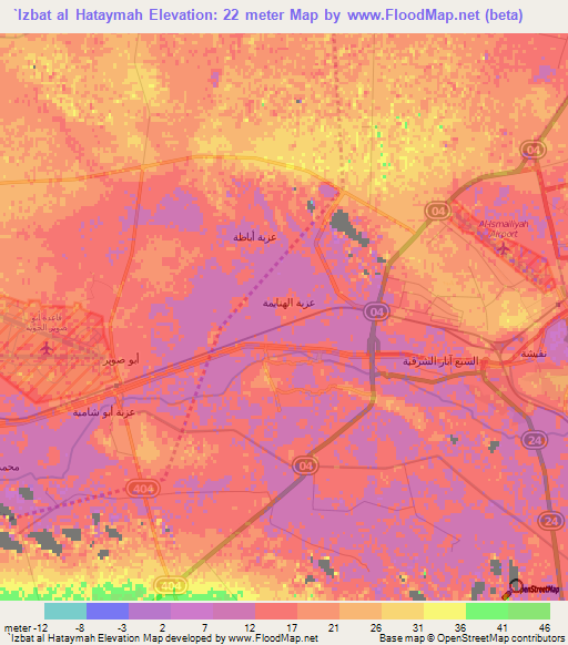 `Izbat al Hataymah,Egypt Elevation Map