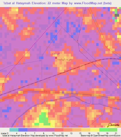 `Izbat al Hataymah,Egypt Elevation Map