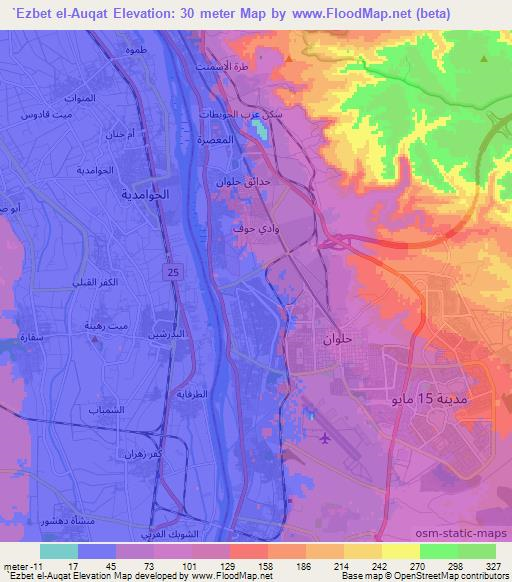 `Ezbet el-Auqat,Egypt Elevation Map