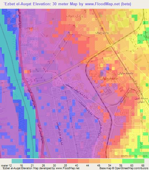 `Ezbet el-Auqat,Egypt Elevation Map