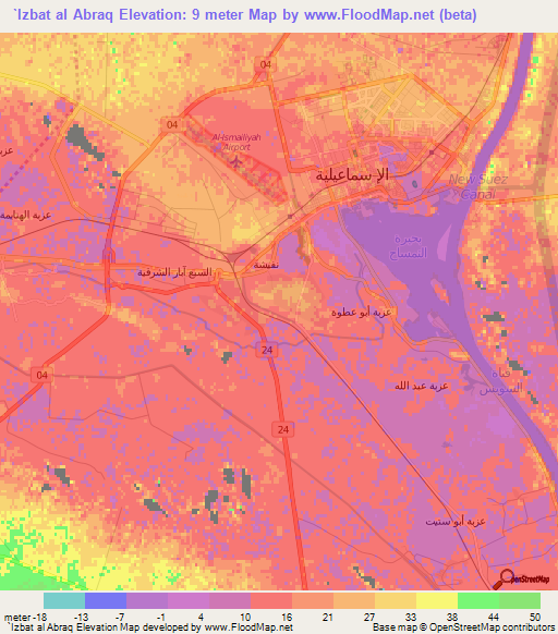 `Izbat al Abraq,Egypt Elevation Map