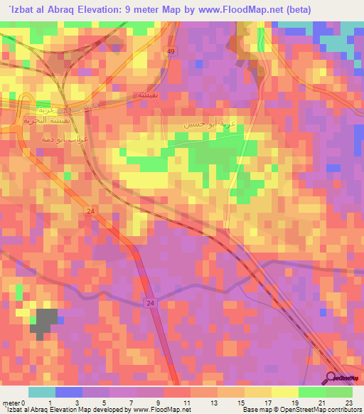 `Izbat al Abraq,Egypt Elevation Map