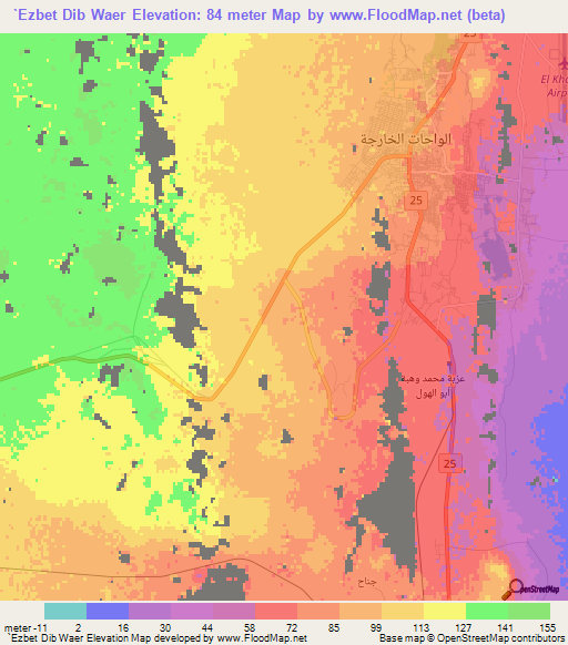 `Ezbet Dib Waer,Egypt Elevation Map