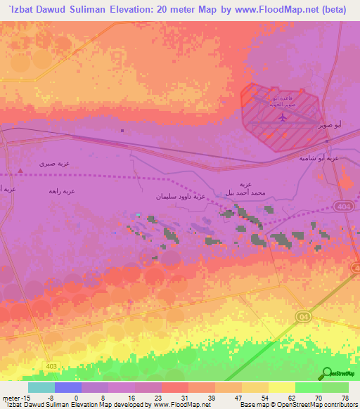 `Izbat Dawud Suliman,Egypt Elevation Map