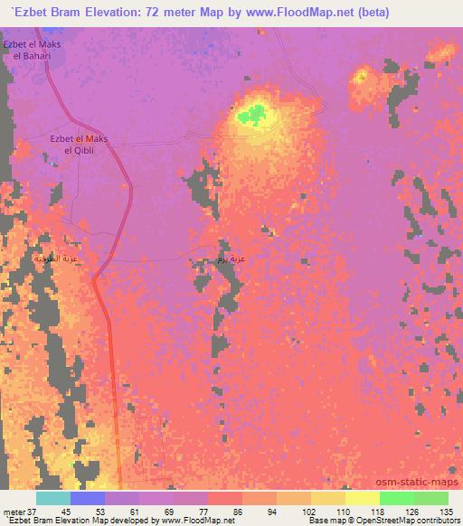 `Ezbet Bram,Egypt Elevation Map