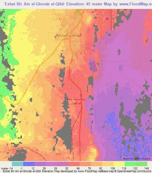 `Ezbet Bir Ain el-Ghorab el-Qibli,Egypt Elevation Map