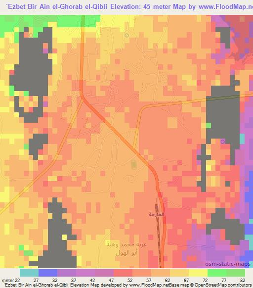 `Ezbet Bir Ain el-Ghorab el-Qibli,Egypt Elevation Map