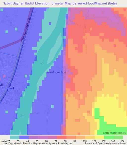 `Izbat Dayr al Hadid,Egypt Elevation Map