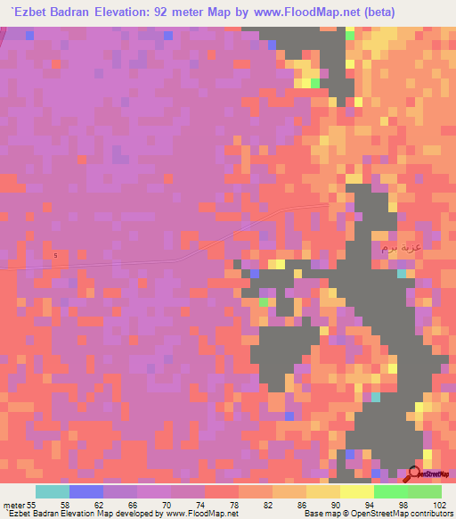 `Ezbet Badran,Egypt Elevation Map