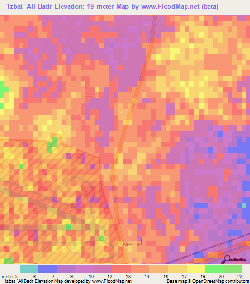 `Izbat `Ali Badr,Egypt Elevation Map