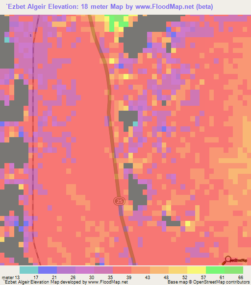 `Ezbet Algeir,Egypt Elevation Map