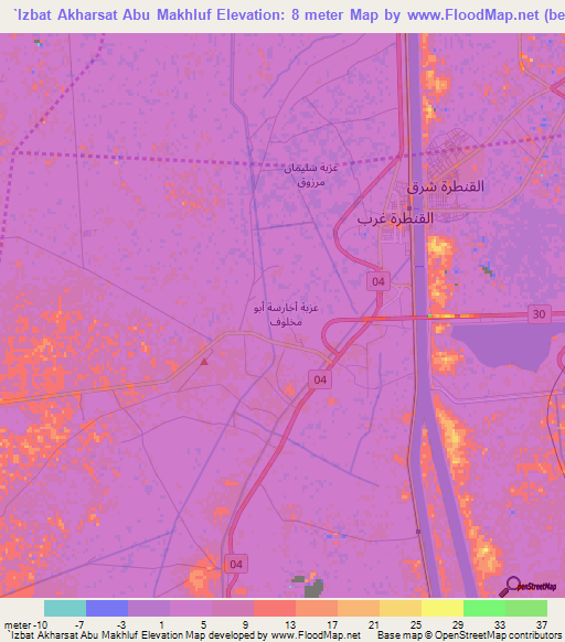 `Izbat Akharsat Abu Makhluf,Egypt Elevation Map