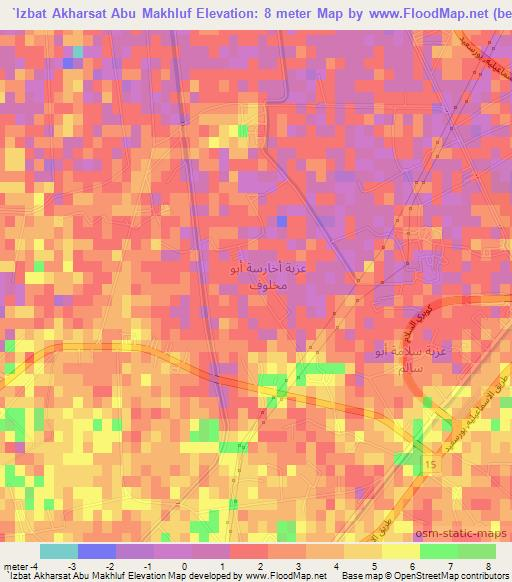 `Izbat Akharsat Abu Makhluf,Egypt Elevation Map