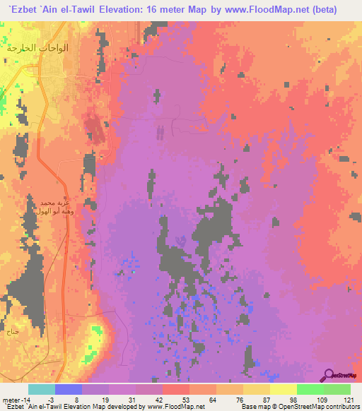 `Ezbet `Ain el-Tawil,Egypt Elevation Map